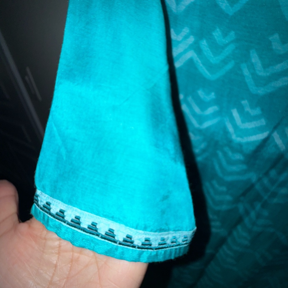 Turquoise Patterned Tunic Dress - Picture 6 of 7